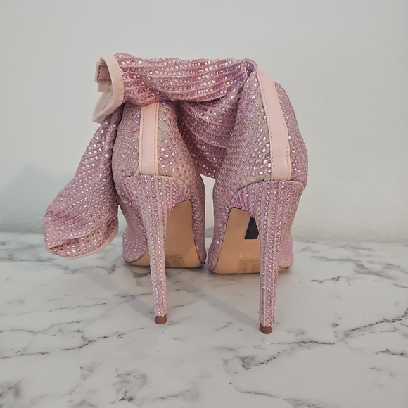 Pink Rhinestone Heeled Boots - Picture 4 of 6